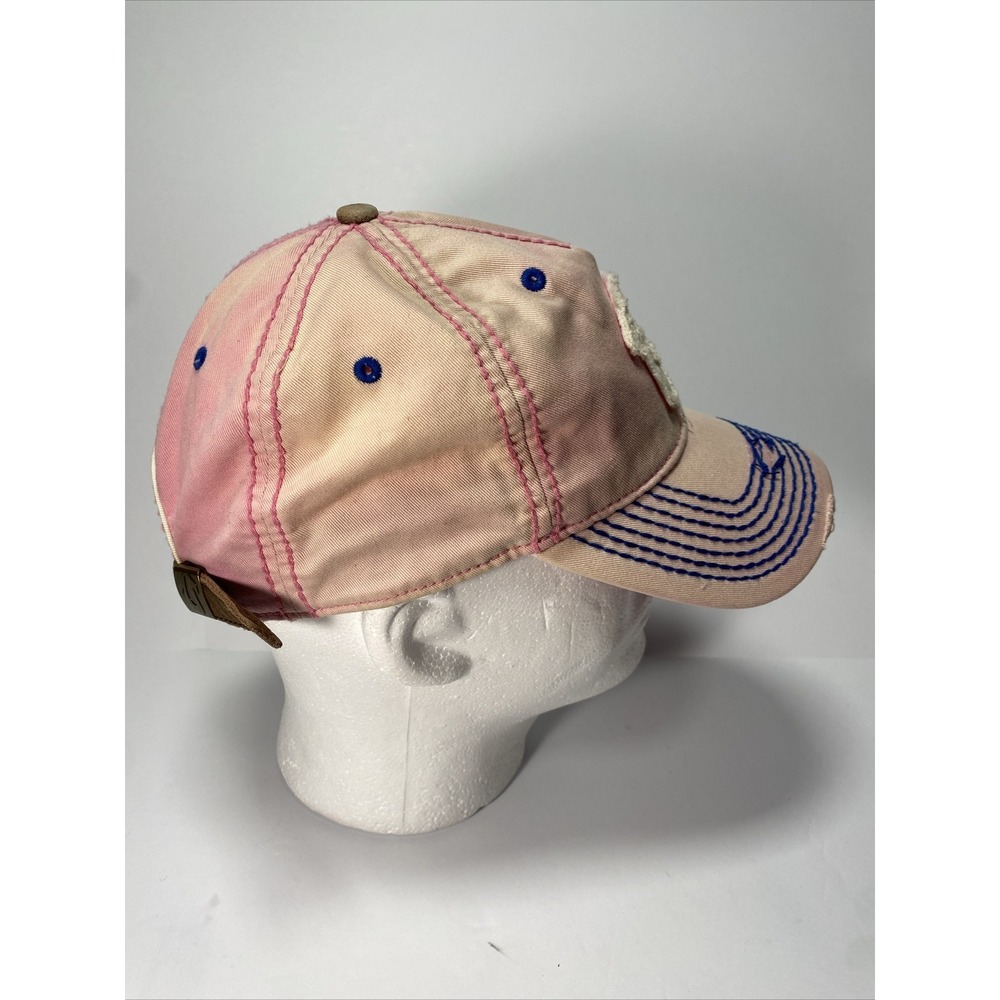 True Religion Pink Distressed Faded Adjustable Hat Cap Horseshoe - Picture 4 of 8
